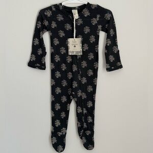kate quinn Black Floral Zip-Front Footie